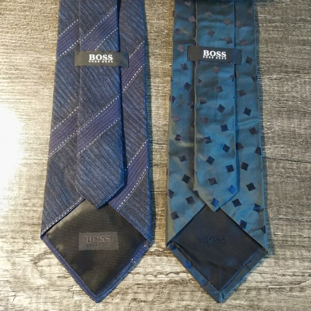 Pair of Hugo Boss Italian silk neckties